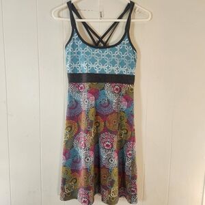 Soybu Multicolor Batik Print Strappy Athletic Dress Size Small Built In Bra